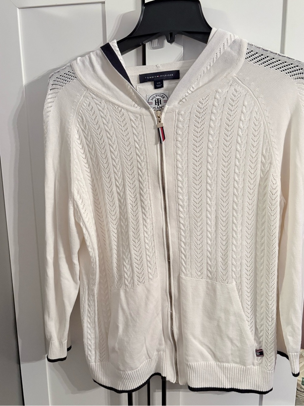 Tommy Hilfiger Men’sWhite Zip Hoodie Sweater
